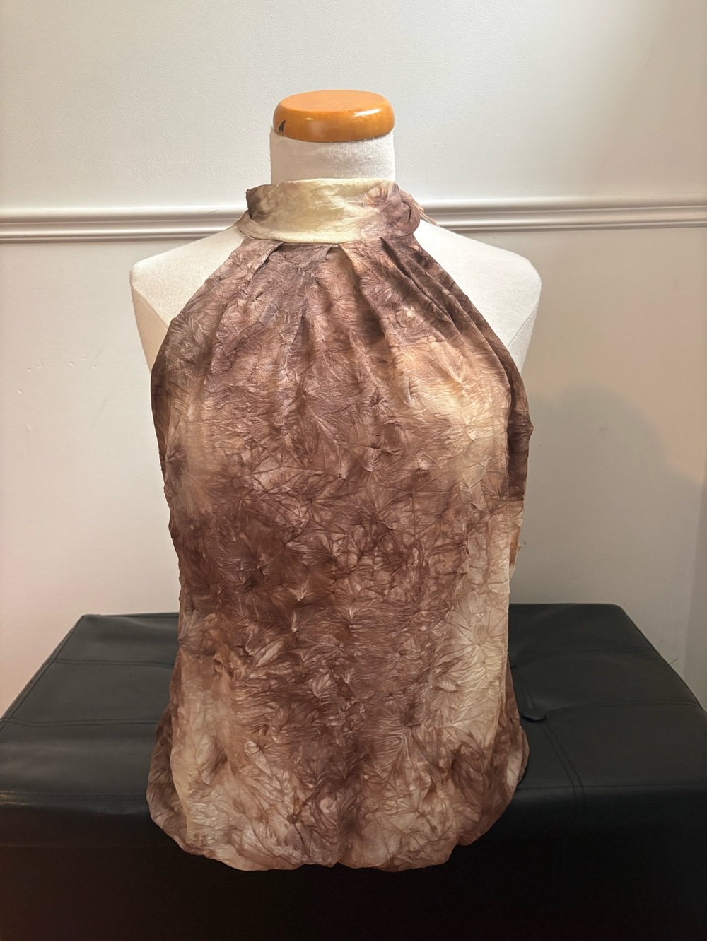 le chateau Brown and Cream Tie-Dye Halter Neck Camisole